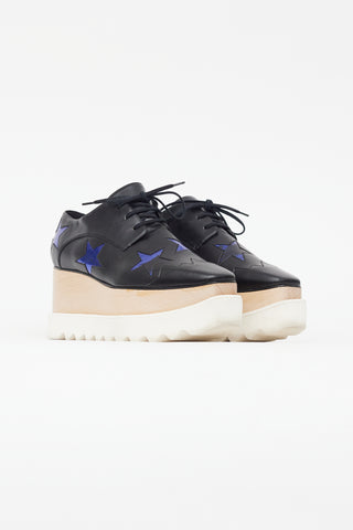 Stella McCartney Black & Blue Faux Leather Elyse Star Derby