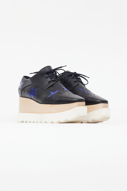 Stella McCartney Black & Blue Faux Leather Elyse Star Derby