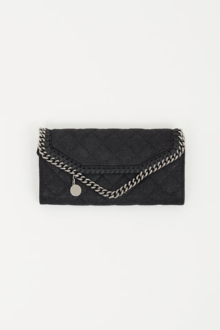 Stella McCartney Black & Silver Falabella Flap Wallet