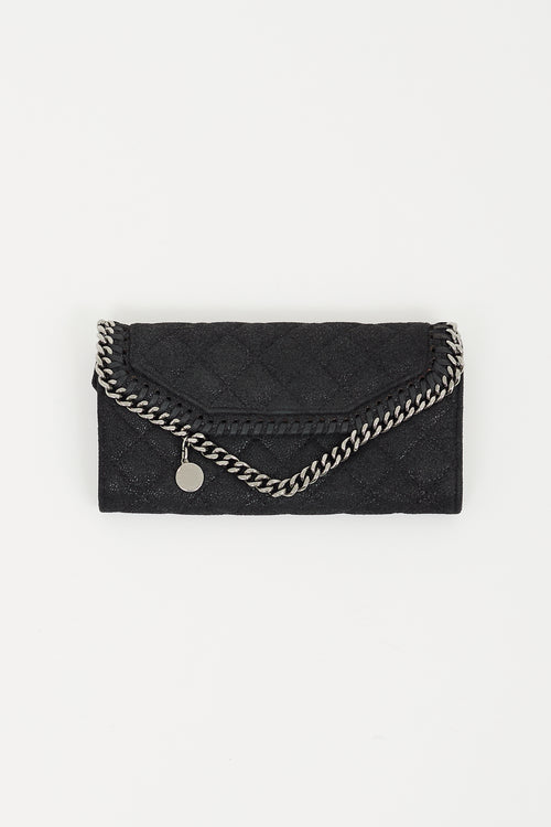 Stella McCartney Black & Silver Falabella Flap Wallet