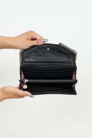 Stella McCartney Black & Silver Falabella Flap Wallet