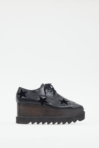 Stella McCartney Black Faux Leather & Suede Star Platform Oxford