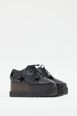 Stella McCartney Black Faux Leather & Suede Star Platform Oxford