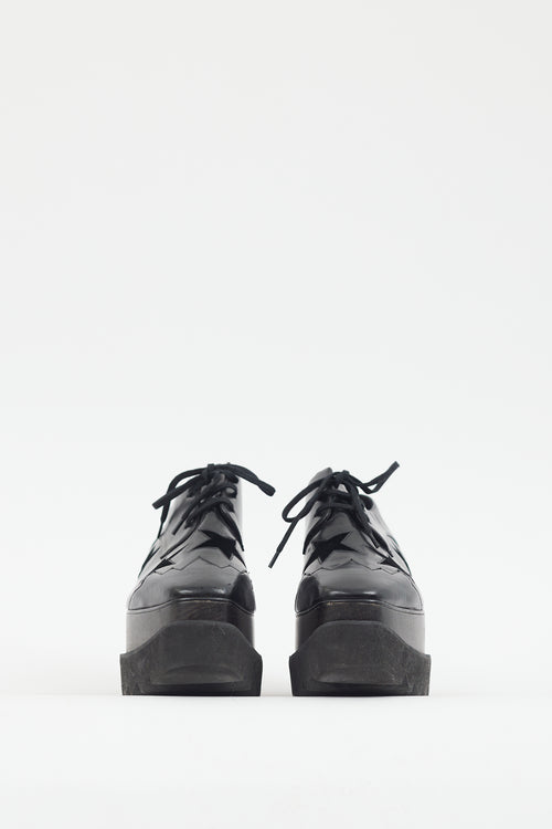 Stella McCartney Black Faux Leather & Suede Star Platform Oxford