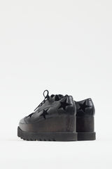 Stella McCartney Black Faux Leather & Suede Star Platform Oxford