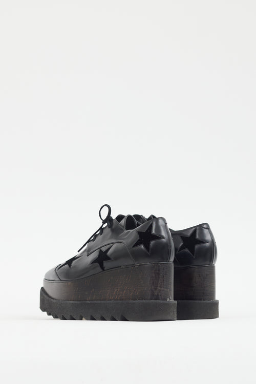 Stella McCartney Black Faux Leather & Suede Star Platform Oxford