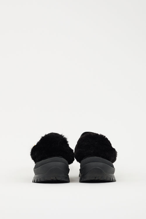 Stella McCartney Black Faux Leather & Faux Fur Trace Mule