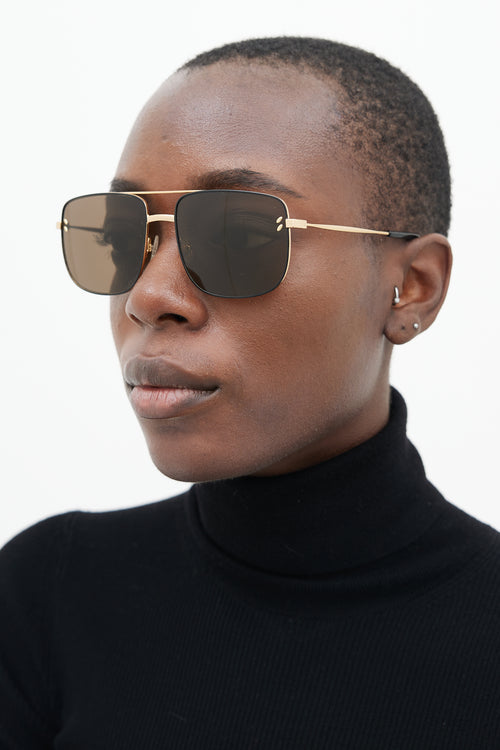 Stella McCartney Black & Gold SC0107S Aviator Sunglasses