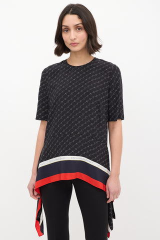 Stella McCartney Black & Multi Silk Monogram Blouse