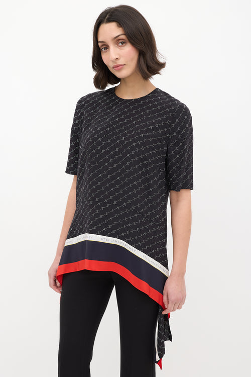 Stella McCartney Black & Multi Silk Monogram Blouse