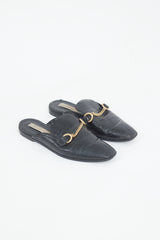 Stella McCartney Black Embossed Faux Leather Mule