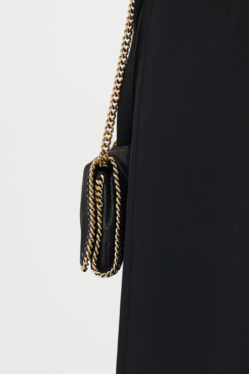 Burberry Black & Gold Mini Falabella Shoulder Bag