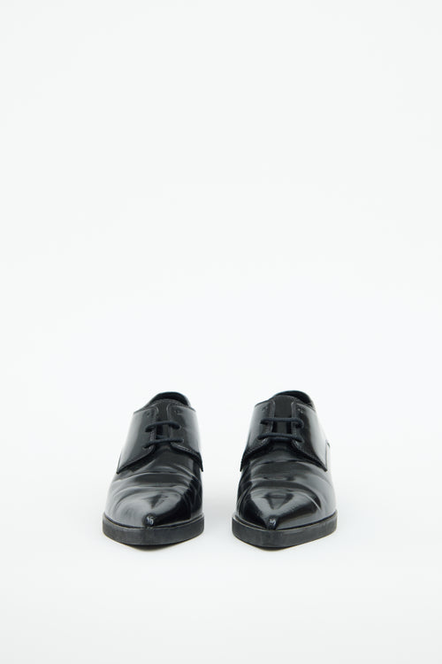 Stella McCartney Black Patent Pointed Toe Derby