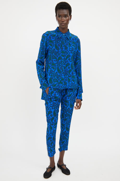 Stella McCartney Blue & Green Silk Paisley Co-Ord Set