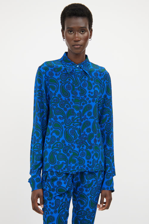 Stella McCartney Blue & Green Silk Paisley Co-Ord Set