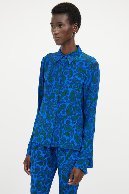 Stella McCartney Blue & Green Silk Paisley Co-Ord Set