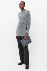 Stella McCartney Blue & Silver Falabella Woven Fold Over Clutch