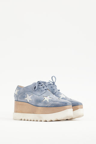 Stella McCartney Blue & Multicolour Faux Leather Elyse Star Derby Boot