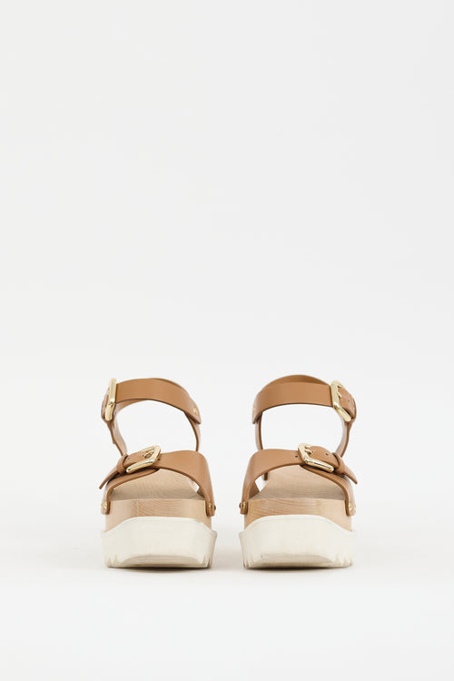 Stella McCartney Brown Leather Elyse Platform Sandal
