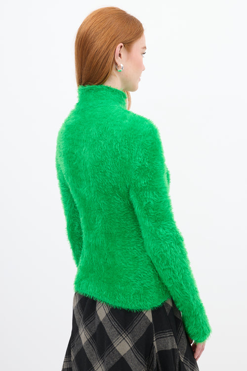 Stella McCartney Green Fuzzy Mock Neck Sweater