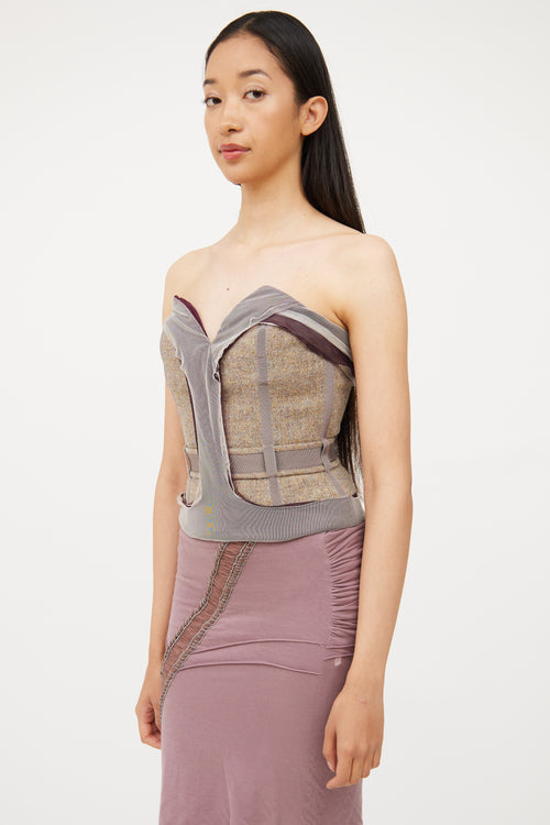 Stella McCartney Purple & Grey Mesh Panel Corset