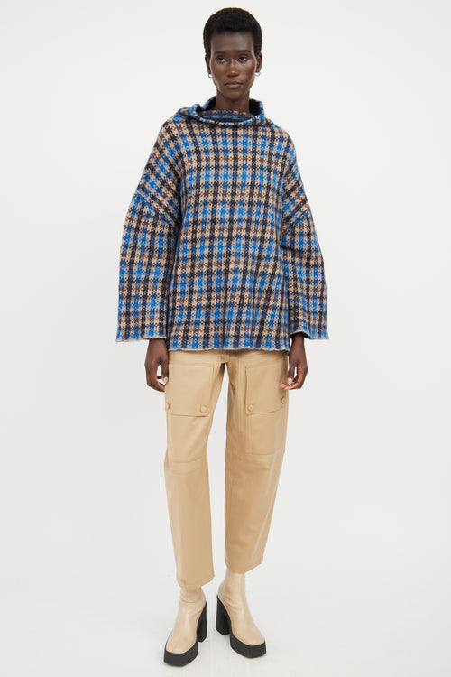 Stella McCartney Beige & Blue Wool Plaid Sweater