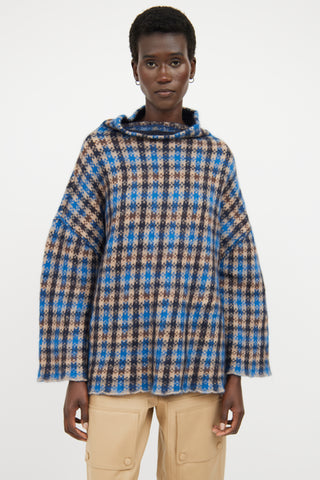 Stella McCartney Beige & Blue Wool Plaid Sweater