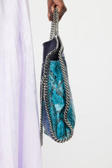 Stella McCartney Navy & Multicolour Textured Leather & Suede Falabella Bag