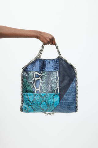 Stella McCartney Navy & Multicolour Textured Leather & Suede Falabella Bag