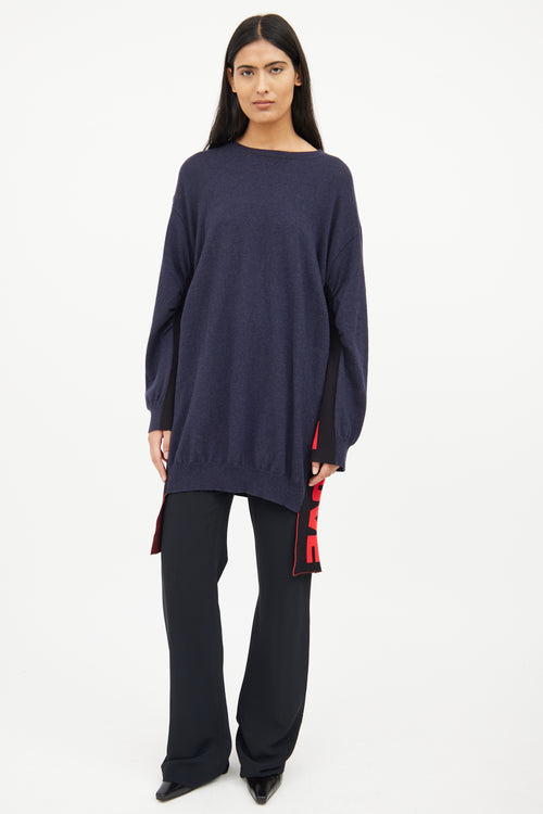 Stella McCartney Navy & Red Side Graphic Sweater