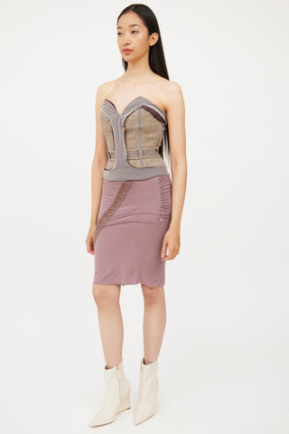 Stella McCartney Purple & Grey Tiered Mesh Panel Skirt