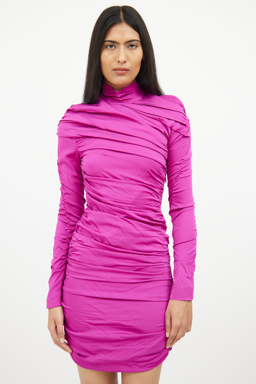 Stella McCartney Purple Cinched Long Sleeve Dress