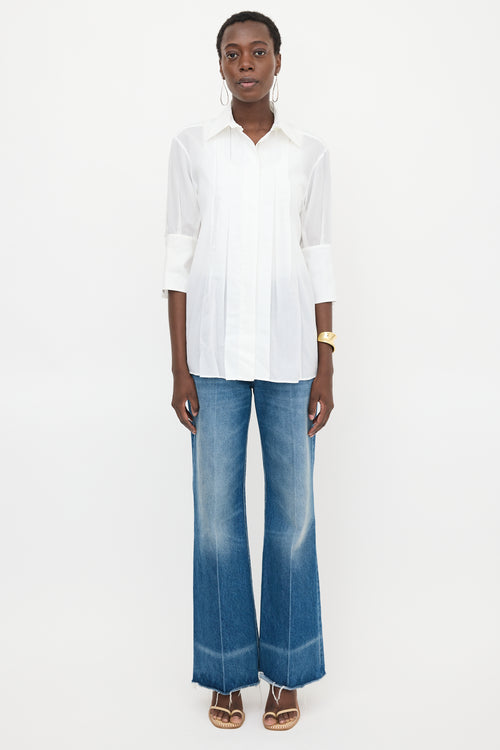 Stella McCartney Sheer Pinstripe Pleated Shirt
