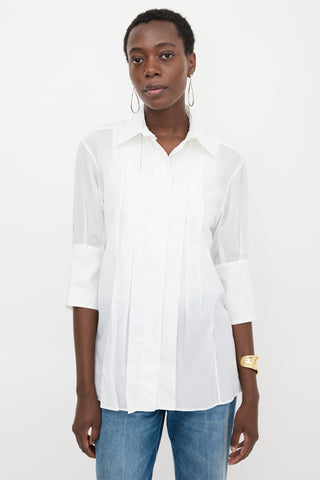 Stella McCartney Sheer Pinstripe Pleated Shirt