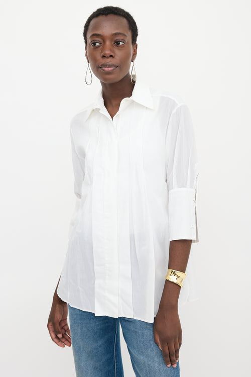 Stella McCartney Sheer Pinstripe Pleated Shirt