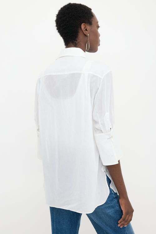 Stella McCartney Sheer Pinstripe Pleated Shirt