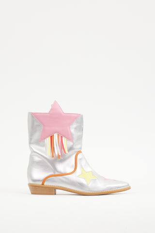 Stella McCartney Silver & Multicolour Star Faux Leather Boot