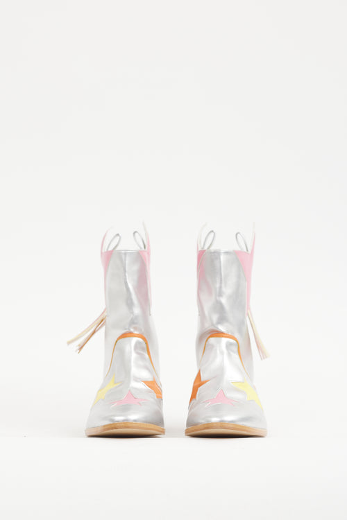 Stella McCartney Silver & Multicolour Star Faux Leather Boot