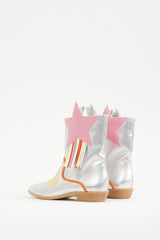 Stella McCartney Silver & Multicolour Star Faux Leather Boot