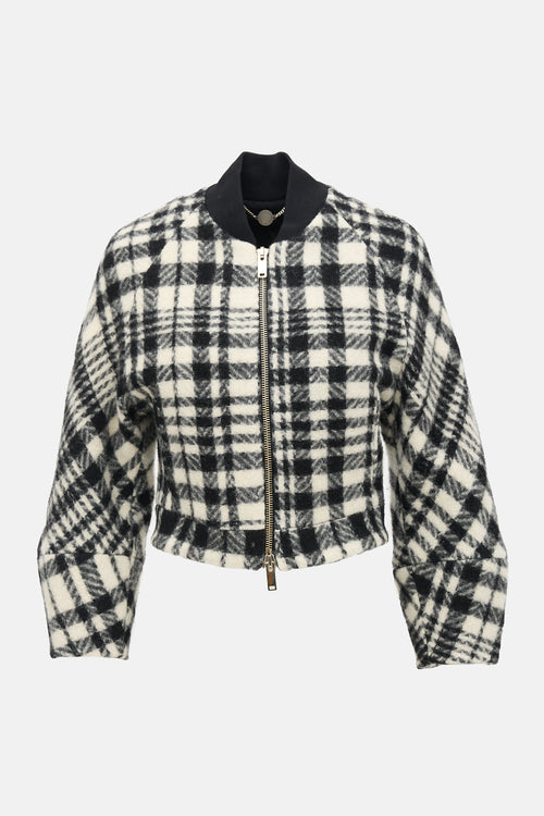 Stella McCartney Wool Plaid Bomber Jacket