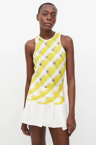 Stella McCartney Yellow & White Sheer Stripe Tank Top
