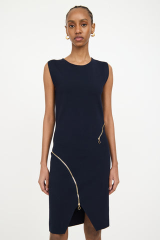 Stella McCartney Navy Wool Knit Midi Dress