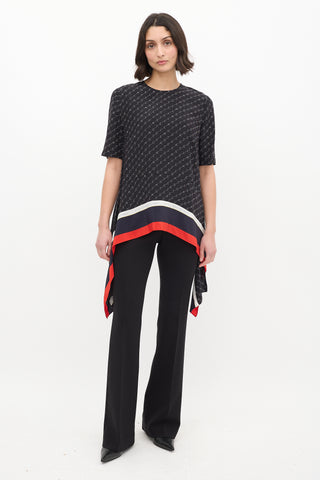 Stella McCartney Black & Multi Silk Monogram Blouse