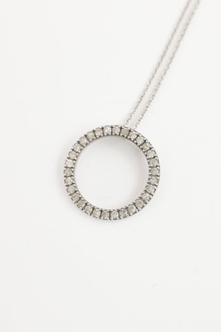 Fine Jewelry Sterling Silver Diamond Circle Pendant Necklace
