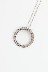 Fine Jewelry Sterling Silver Diamond Circle Pendant Necklace