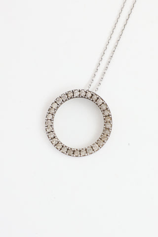 Fine Jewelry Sterling Silver Diamond Circle Pendant Necklace