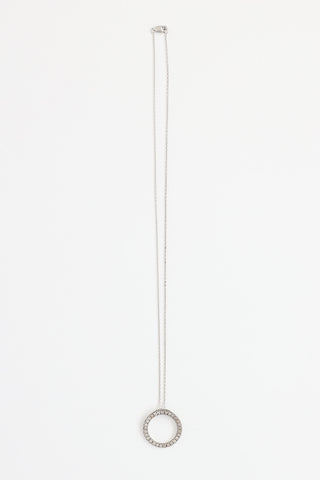 Fine Jewelry Sterling Silver Diamond Circle Pendant Necklace