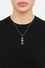 Fine Jewelry Sterling Silver and Diamond Spinel Flower Drop Necklace
