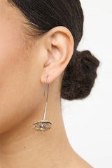 Fine Jewelry Sterling Silver Emerald & Moissanites Disc Drop Earring
