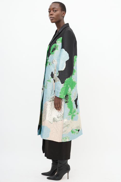 Stine Goya Black & Multicolour Brocade Cornelia Long Coat